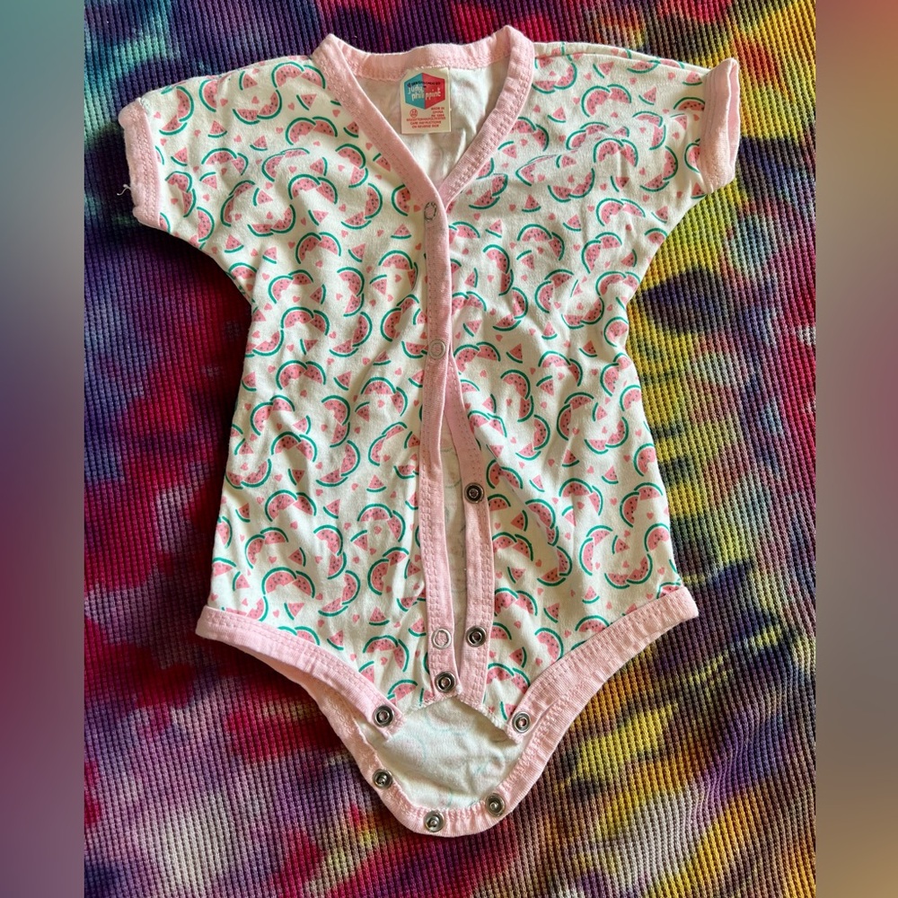 🍉 90s Baby Vtg Short Sleeve Outfit Watermelon Onesie
